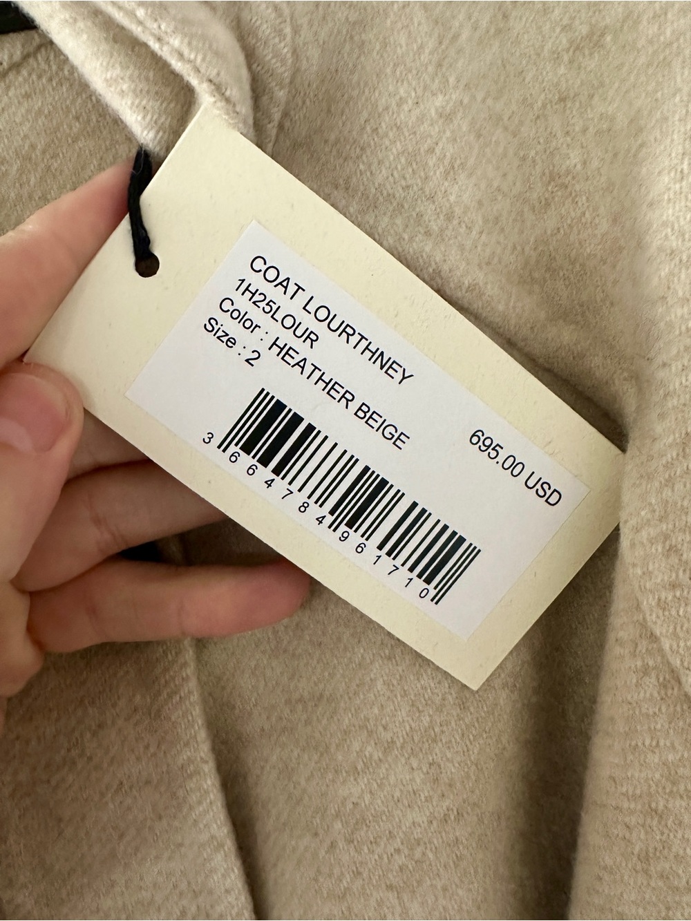Ba&sh Beige Belted Wool-Blend Coat Jacket Lourthney Coat size Medium NWT - Picture 4 of 6